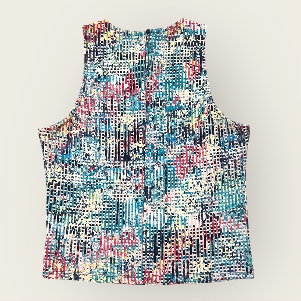 Multicolor Abstract Print Cropped Tank Top - Picture 2 of 4